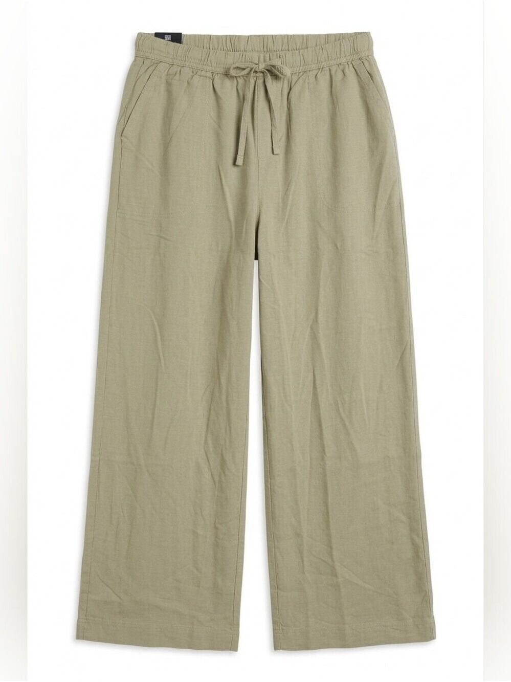 Splendid Beige Drawstring Linen-Blend Wide Leg Flowy Cropped Pants NWT Medium